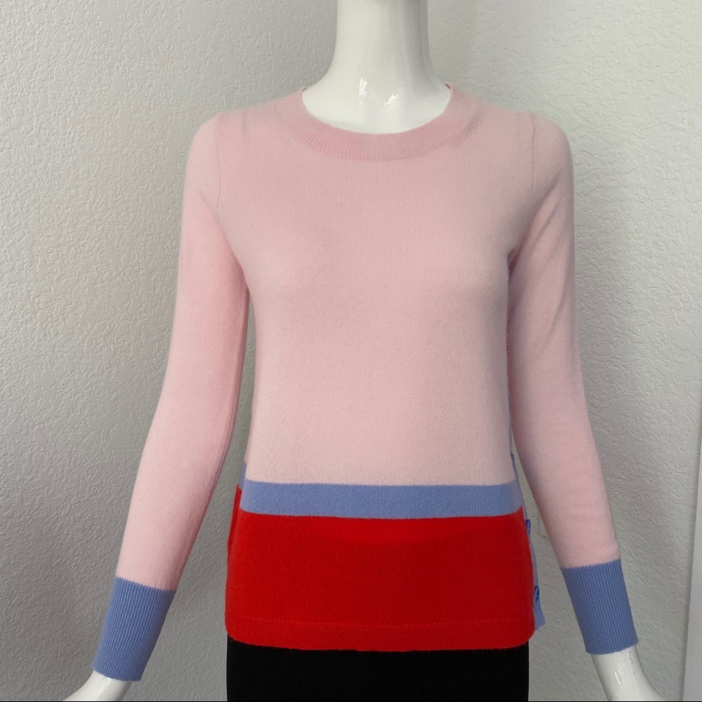 J. Crew color block crew neck cashmere sweater - Picture 3 of 7